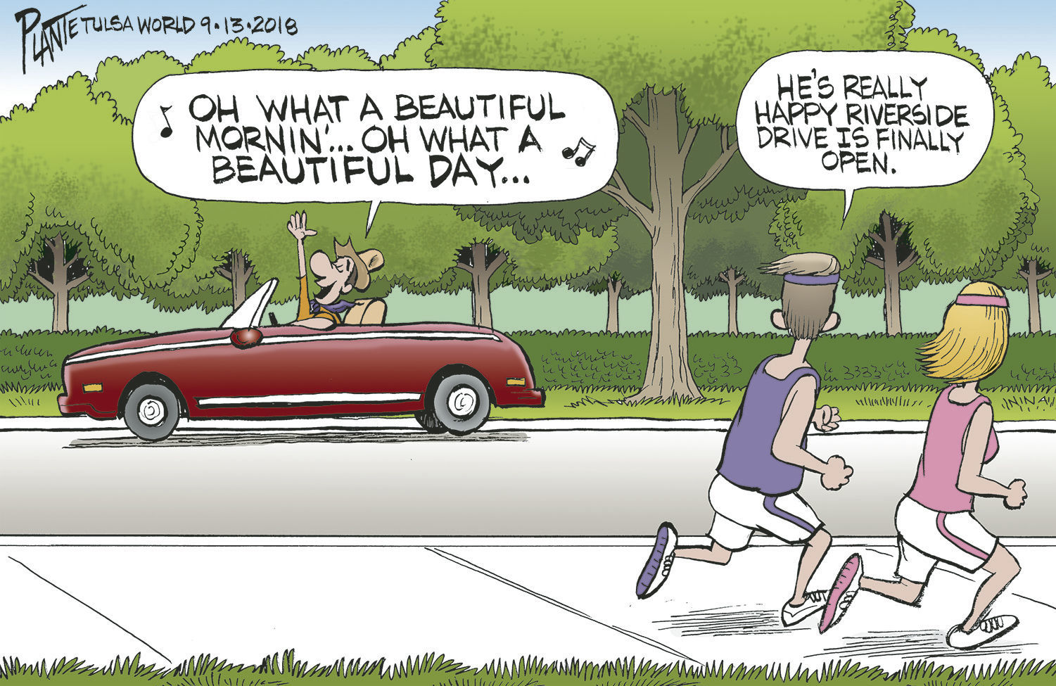 Bruce Plante Cartoon: Driving in Tulsa